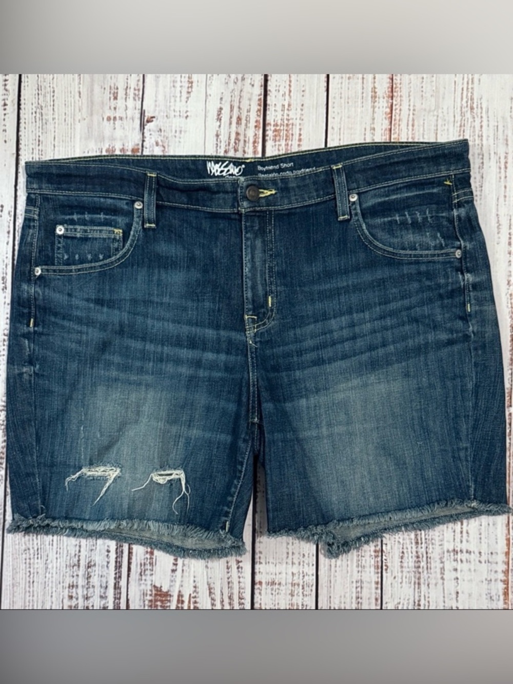 Mossimo Denim Dark Blue Distressed Boyfriend Jean‎ Shorts 16
